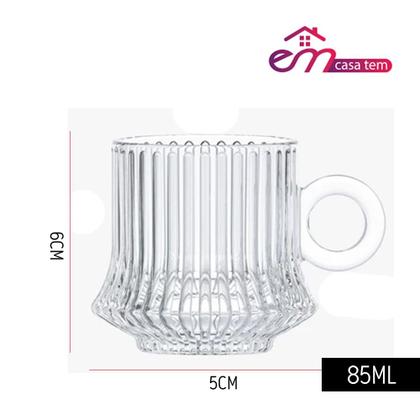 Imagem de Jogo 4 Xícara de Café Caneca Vidro Robusta Lines 85ml Em Casa Tem