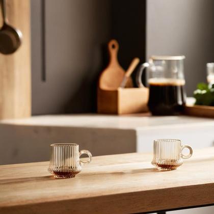 Imagem de Jogo 4 Xícara de Café Caneca Vidro Robusta Lines 85ml Em Casa Tem