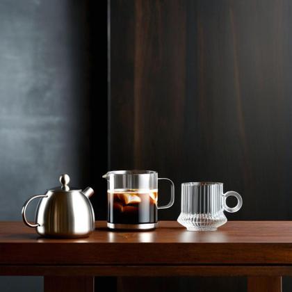 Imagem de Jogo 4 Xícara de Café Caneca Vidro Robusta Lines 85ml Em Casa Tem