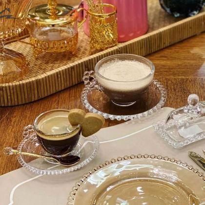 Imagem de Jogo 4 Xícara de Café com Pires Cristal Pearl Wolff Cor Transparente 90ml