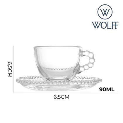 Imagem de Jogo 4 Xícara de Café com Pires Cristal Pearl Wolff Cor Transparente 90ml