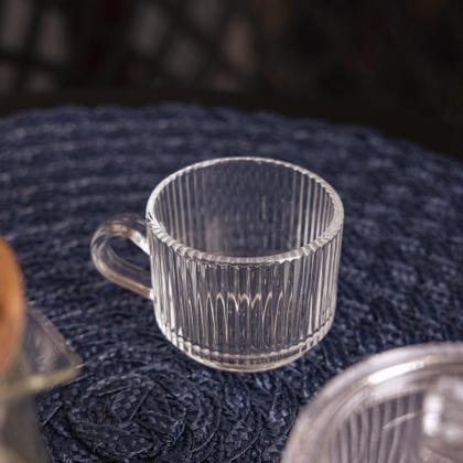 Imagem de Jogo 4 Xícara de Café de Vidro com Alça Transparente Lines 90ml