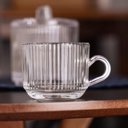 Imagem de Jogo 4 Xícara de Café de Vidro com Alça Transparente Lines 90ml