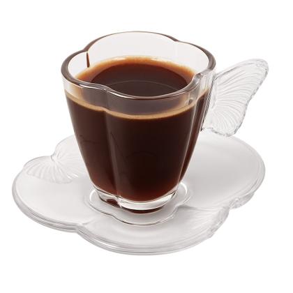 Imagem de Jogo 4 Xícara de Café de Vidro com Pires Butterfly Borboleta 80ml Wolff