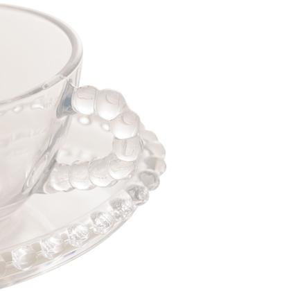 Imagem de Jogo 4 xícaras 180ml para chá de cristal coração com pires Pearl Wolff - 28381