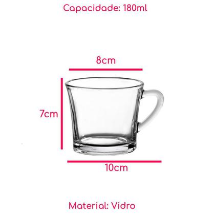 Imagem de Jogo 4 Xícaras Café Chá Vidro Vintage 180Ml Transparente