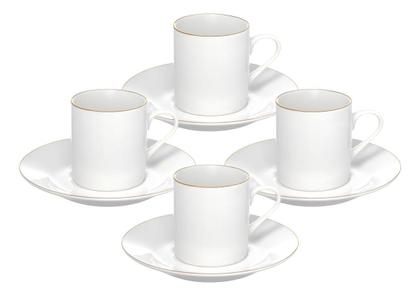 Imagem de Jogo 4 Xicaras Café Com Pires Royal Porcelana Borda Dourada 90ml - Hauskraft