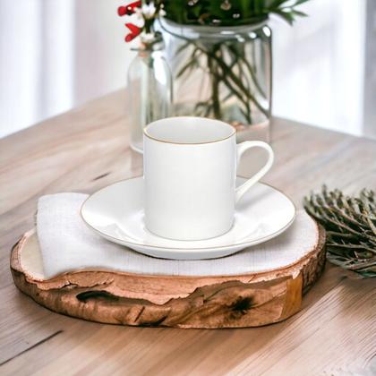 Imagem de Jogo 4 Xicaras Café Com Pires Royal Porcelana Borda Dourada 90ml - Hauskraft