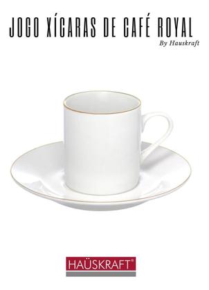 Imagem de Jogo 4 Xicaras Café Com Pires Royal Porcelana Borda Dourada 90ml - Hauskraft