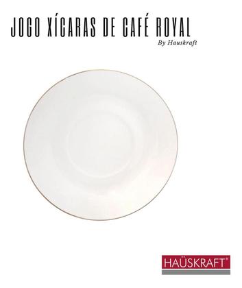 Imagem de Jogo 4 Xicaras Café Com Pires Royal Porcelana Borda Dourada 90ml - Hauskraft