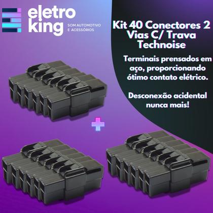 Imagem de Jogo 40 Unidades Conector 2 Vias Terminal C/ Trava Som Carro