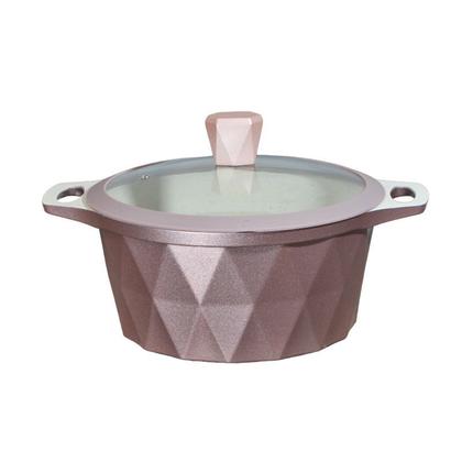 Imagem de Jogo 5 Panela Cozinha Indução Diamante Marmorizada Rose Bege