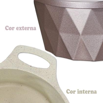 Imagem de Jogo 5 Panela Cozinha Indução Diamante Marmorizada Rose Bege
