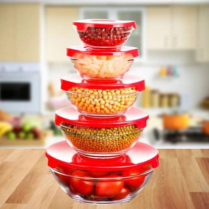 Imagem de Jogo 5 Potes de Vidro c/ Tampa 120ml/200ml/330ml/450ml/900ml