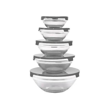 Imagem de Jogo 5 Potes de Vidro c/ Tampa 120ml/200ml/330ml/450ml/900ml