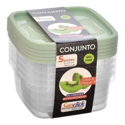 Imagem de Jogo 5 Potes Plástico C/ Tampa 700ml Santana Sortidos