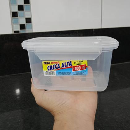 Imagem de Jogo 5 Potes Tampa Com Trava 1 Litro,  Pote Alto Organizador Retangular Marmita BPA Free