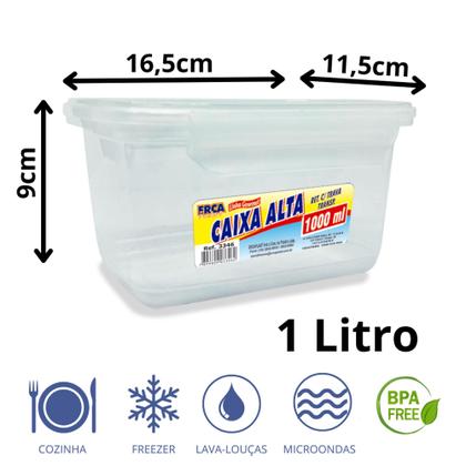 Imagem de Jogo 5 Potes Tampa Com Trava 1 Litro,  Pote Alto Organizador Retangular Marmita BPA Free