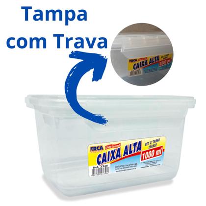 Imagem de Jogo 5 Potes Tampa Com Trava 1 Litro,  Pote Alto Organizador Retangular Marmita BPA Free