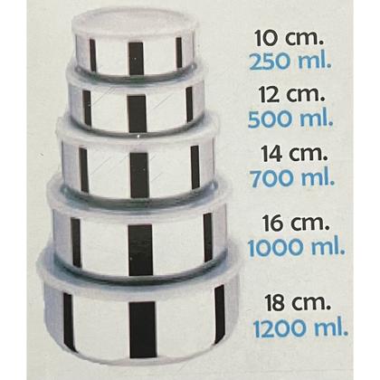 Imagem de Jogo 5 Potes Tigelas em Inox Alumínio Com Tampa Redondo