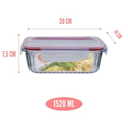 Imagem de Jogo 5 Potes Vidro Hermetico Retangular Canelado 1520ml