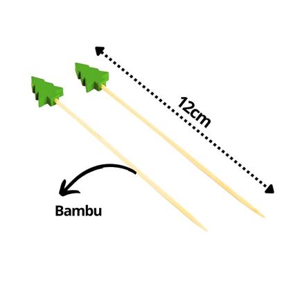 Imagem de Jogo 50 Palitos Para Petisco Bambu Decorado Árvore de Natal - Magizi