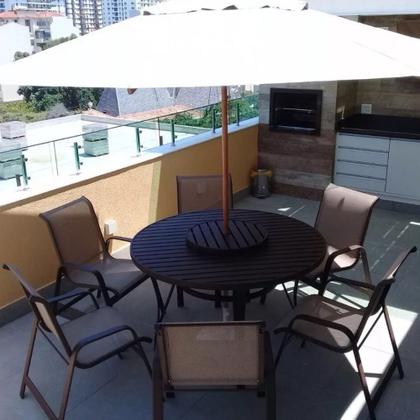 Imagem de Jogo 6 Cadeiras E Mesa + Ombrelone Para Piscina Jardim