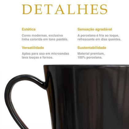 Imagem de Jogo 6 Caneca Chá Café Preto 250ml em Porcelana