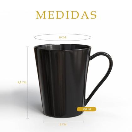 Imagem de Jogo 6 Caneca Chá Café Preto 250ml em Porcelana