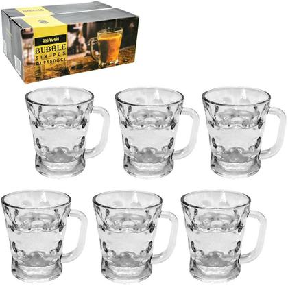 Jogo 6 Caneca Xícara Café Cappuccino Chá Vidro Bubble 225Ml - Kaveh Imagem de Jogo 6 Caneca Xícara Café Cappuccino Chá Vidro Bubble 225Ml