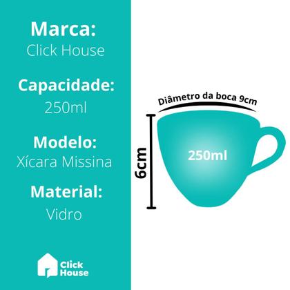 Imagem de Jogo 6 Caneca Xícara Cappuccino Expresso Café 250ml Vidro