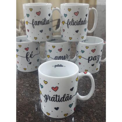 Jogo 6 canecas 300ml Frases Motivacionais - Kit Porcelana - Antilope Decor Porcelanas Imagem de Jogo 6 canecas 300ml Frases Motivacionais - Kit Porcelana