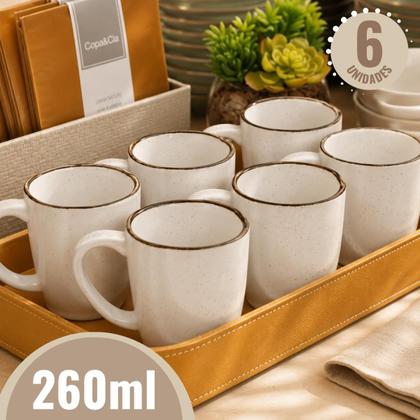 Imagem de Jogo 6 Canecas Café Chá Porcelana Ryo Maresia Oxford 260ml Kit Completo