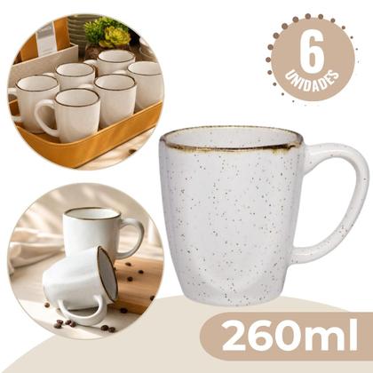 Imagem de Jogo 6 Canecas Café Chá Porcelana Ryo Maresia Oxford 260ml Kit Completo