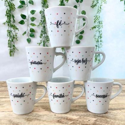 Imagem de Jogo 6 canecas Cônicas 120ml Poá Colorido - Porcelana