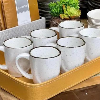 Jogo 6 Canecas De Café Porcelana Ryo Maresia Oxford 260ml Kit Completo Imagem de Jogo 6 Canecas De Café Porcelana Ryo Maresia Oxford 260ml Kit Completo