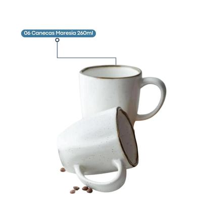 Jogo 6 Canecas De Café Porcelana Ryo Maresia Oxford 260ml Kit Completo Imagem de Jogo 6 Canecas De Café Porcelana Ryo Maresia Oxford 260ml Kit Completo