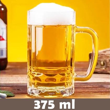 Imagem de Jogo 6 Canecas Para Chopp Cerveja Vidro Grosso 375ml Premium