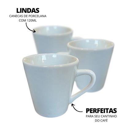 Imagem de Jogo 6 Canecas Porcelana Cafe Chá Com Pires Madeira 120ml