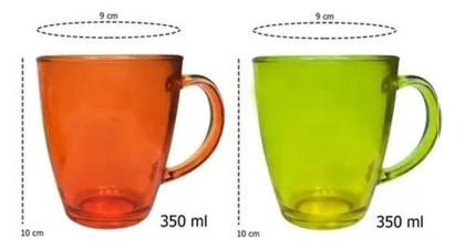 Imagem de Jogo 6 Canecas Xícaras Vidro Resistente 350ml Café Chá