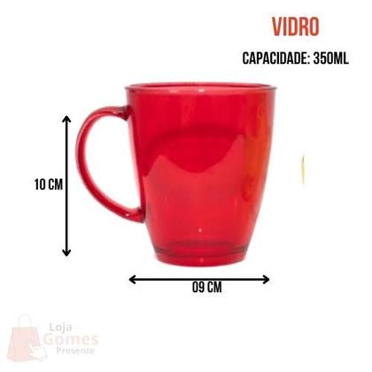 Imagem de Jogo 6 Canecas Xícaras Vidro Resistente 350ml Café Chá