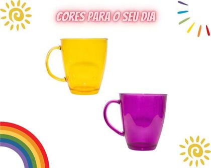 Imagem de Jogo 6 Canecas Xícaras Vidro Resistente 350ml Café Chá