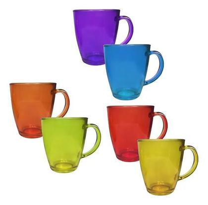 Imagem de Jogo 6 Canecas Xícaras Vidro Resistente 350ml Café Chá