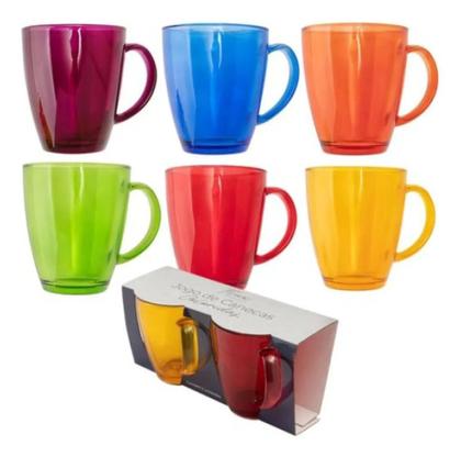 Imagem de Jogo 6 Canecas Xícaras Vidro Resistente 350ml Café Chá