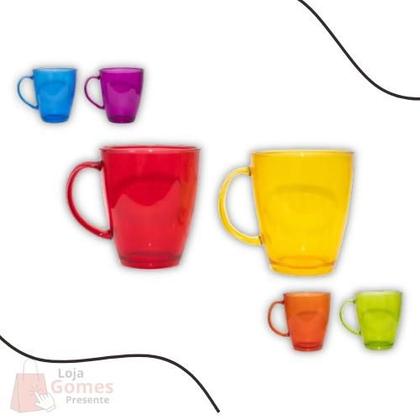 Imagem de Jogo 6 Canecas Xícaras Vidro Resistente 350ml Café Chá