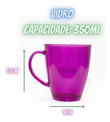 Imagem de Jogo 6 Canecas Xícaras Vidro Resistente 350ml Café Chá