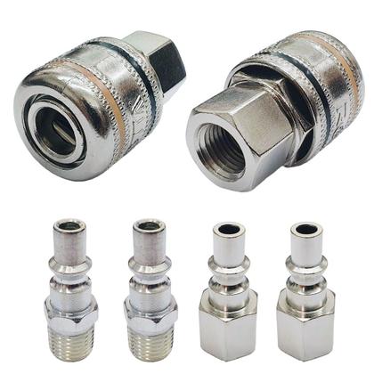 Imagem de Jogo 6 Conectores Engate Rápido 1/4 Pneumáticos Compressor