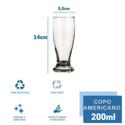 Imagem de Jogo 6 Copo 200ml Munich Cerveja Bar Restaurante Chopp Nadir