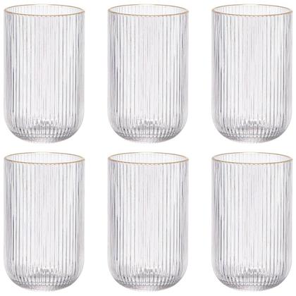 Imagem de Jogo 6 Copos Altos 425ml Borda Dourada Cameratta Lhermitage