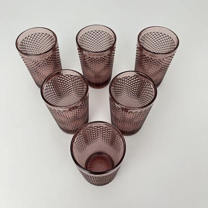 Imagem de Jogo 6 Copos De Vidro Roxo/Marsala Bico de Jarra 355ml